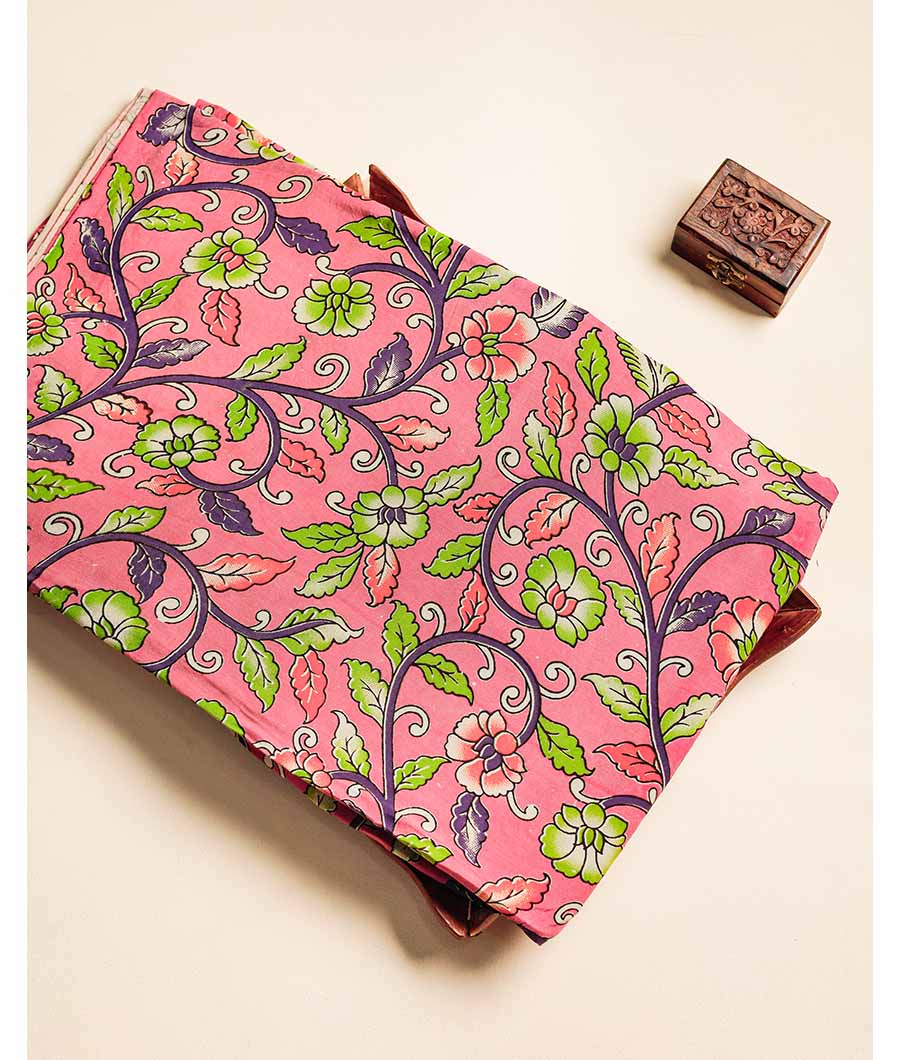 Assam silk kalamkari printed fabric