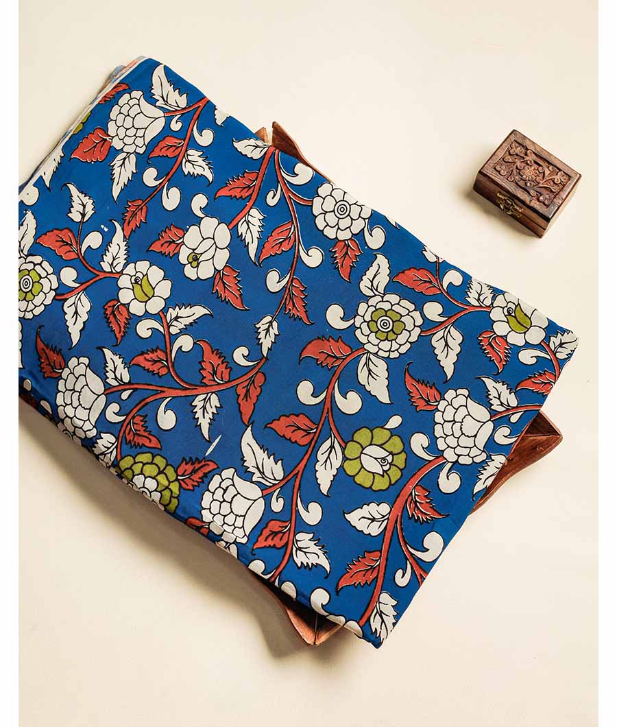 Assam silk kalamkari printed fabric