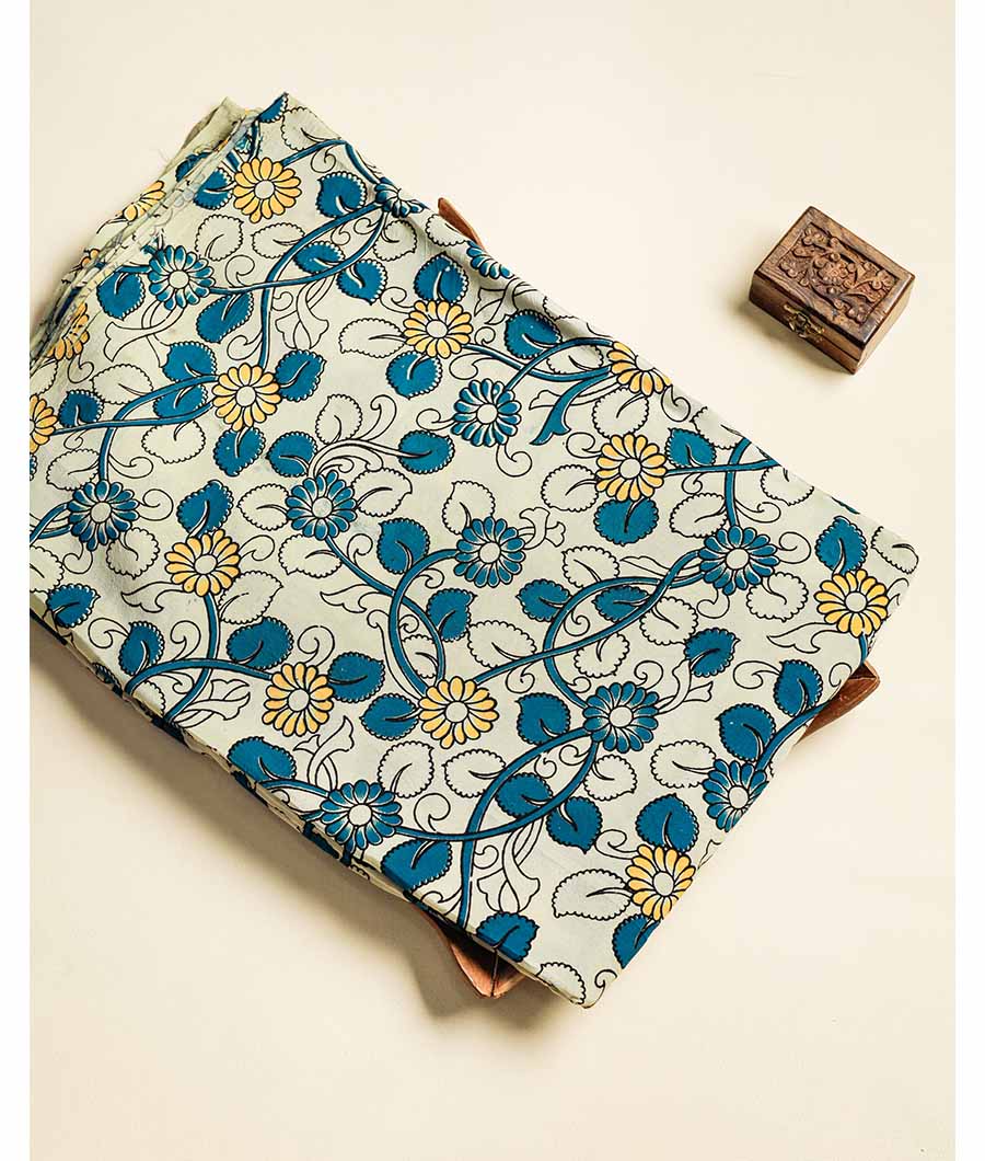 Assam silk kalamkari printed fabric