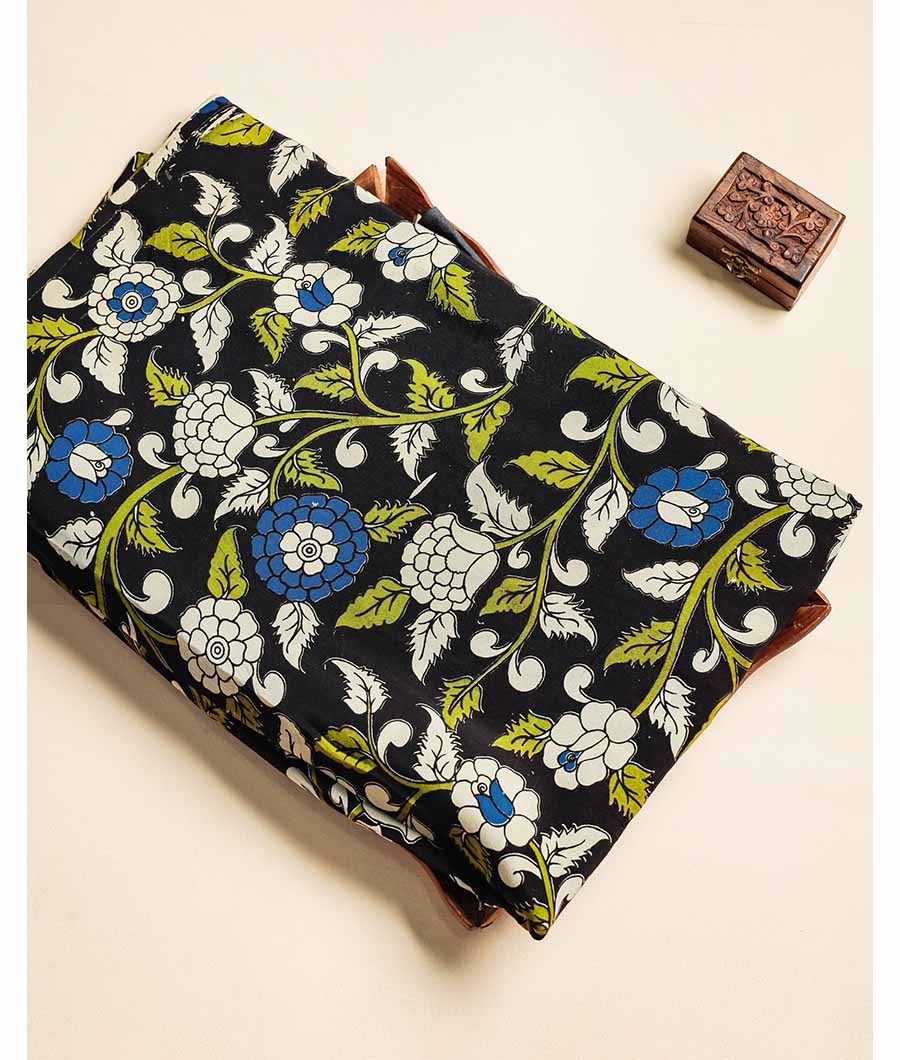 Assam silk kalamkari printed fabric