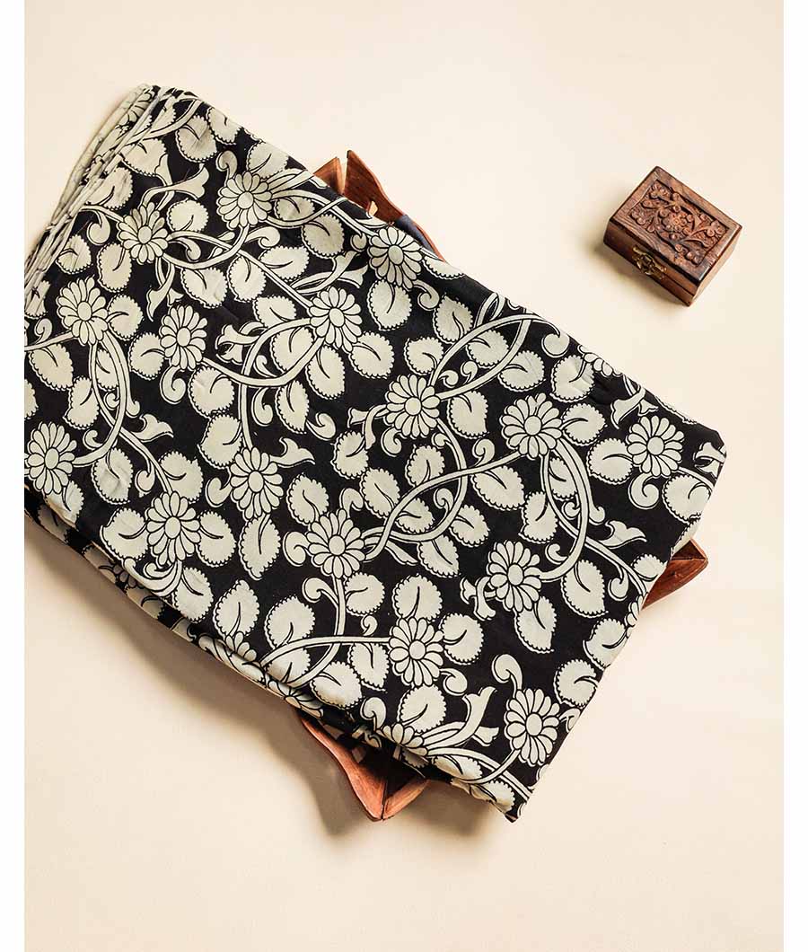 Assam silk kalamkari printed fabric