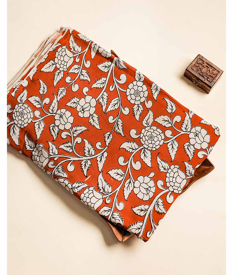 Assam silk kalamkari printed fabric