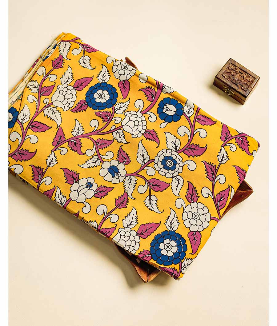 Assam silk kalamkari printed fabric