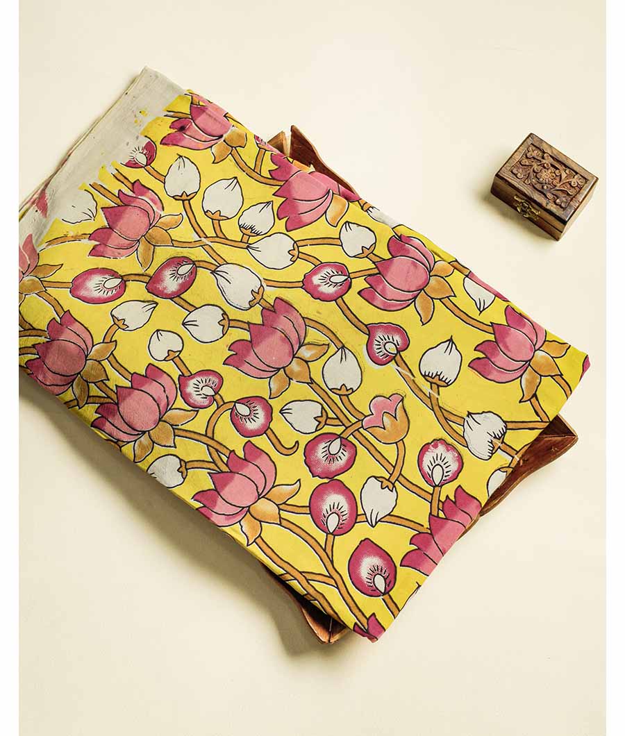 Assam silk kalamkari printed fabric