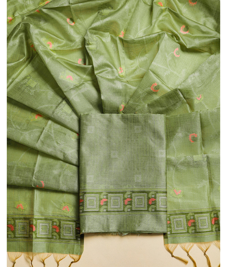 CHANDERI SILK JAMDHANI SUIT SET