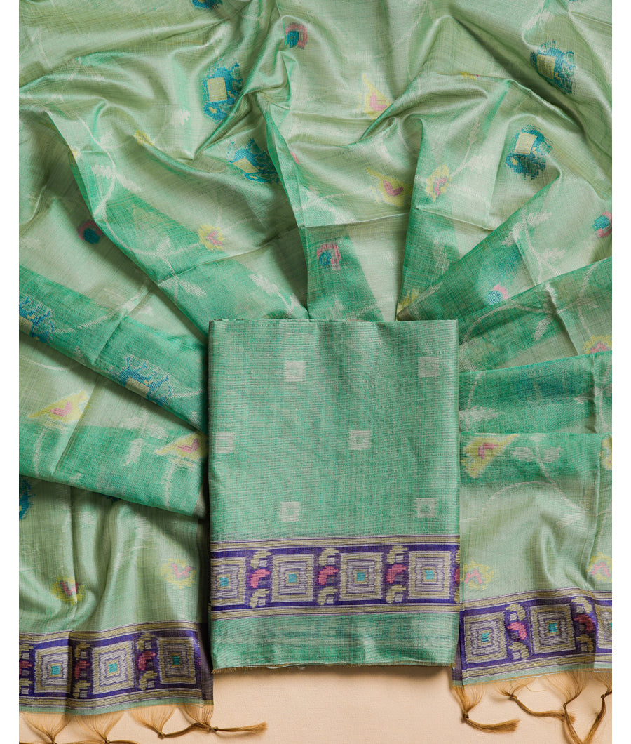 CHANDERI SILK JAMDHANI SUIT SET