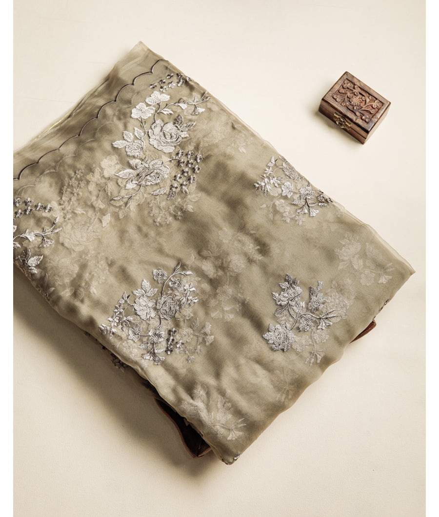 PURE ORGANZA EMBROIDERED FABRIC