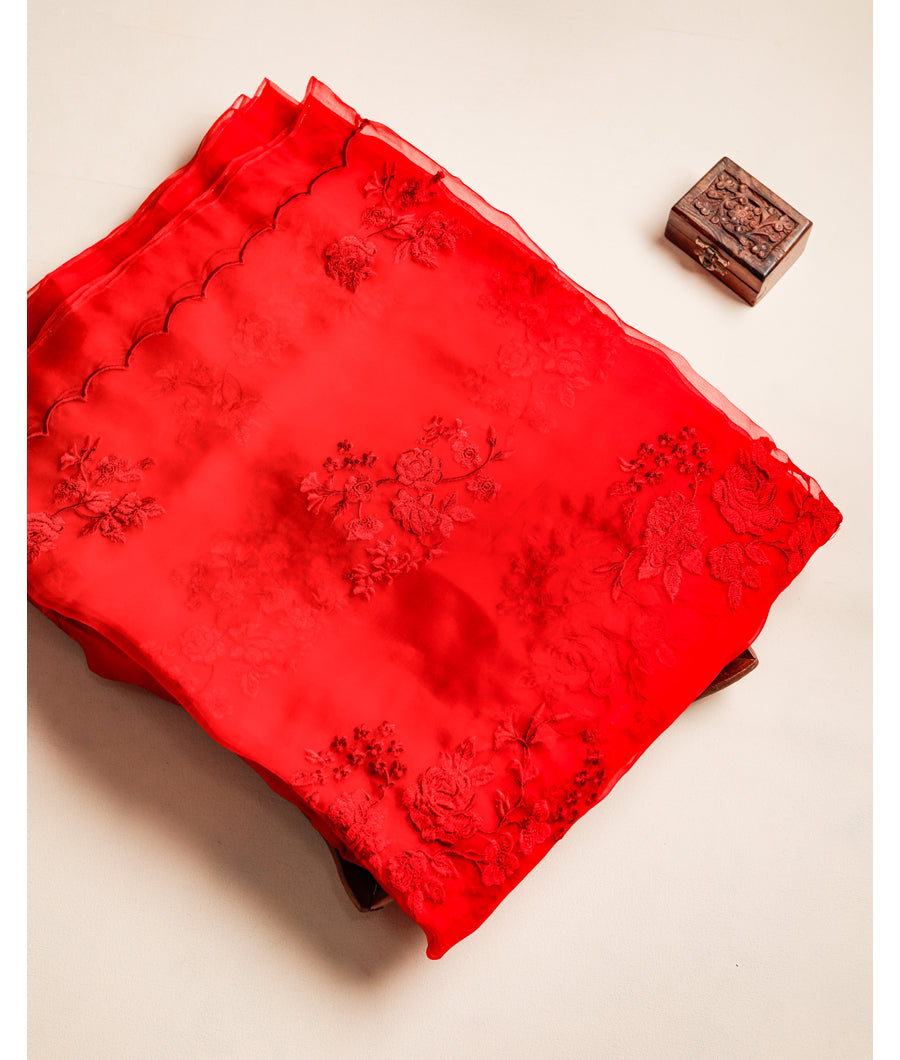 PURE ORGANZA EMBROIDERED FABRIC