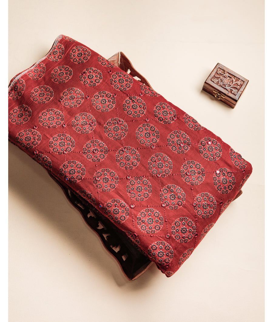 COTTON PRINTED MIRROR WORK FABRIC