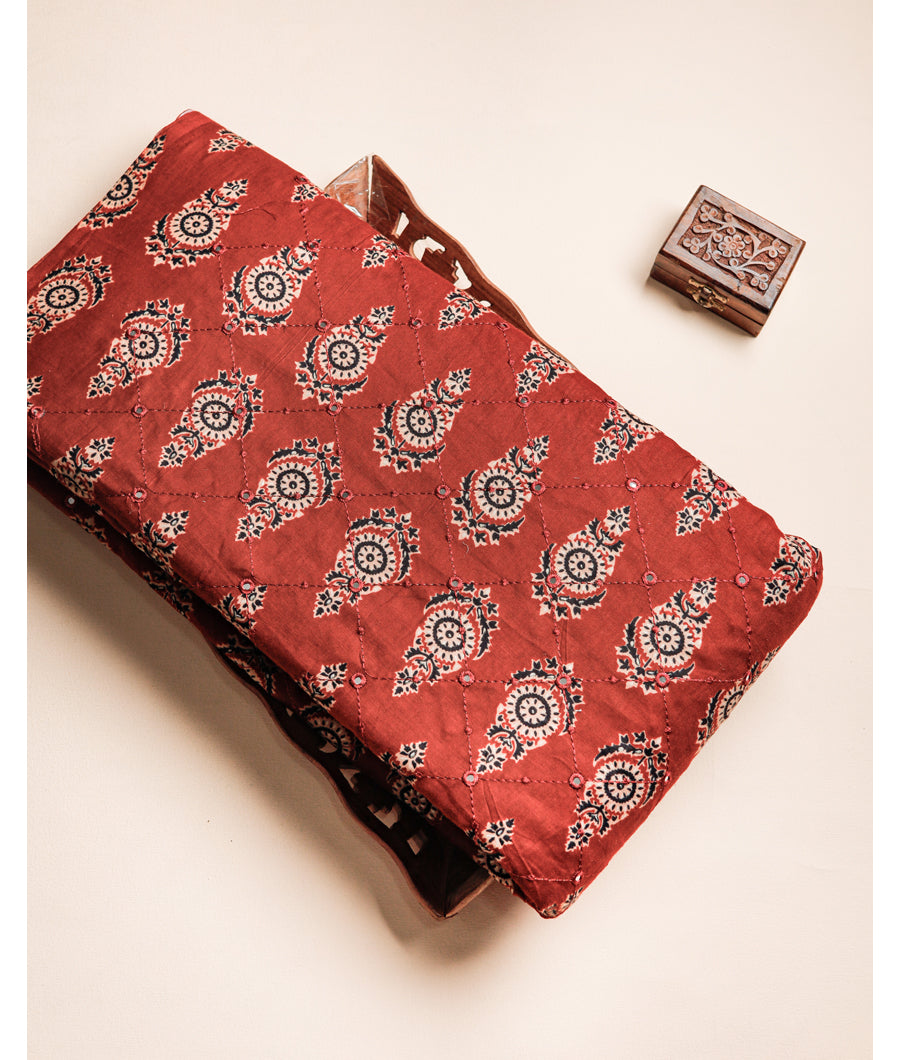COTTON PRINTED MIRROR WORK FABRIC