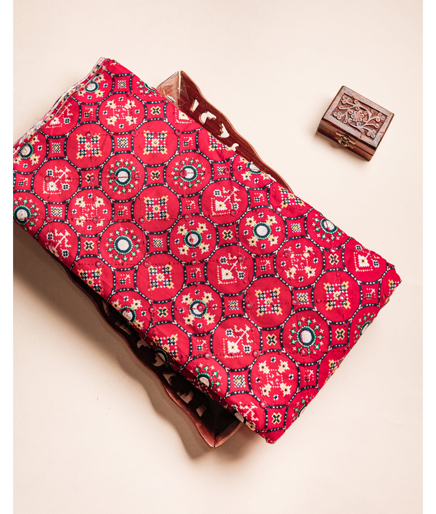 COTTON PRINTED MIRROR WORK FABRIC