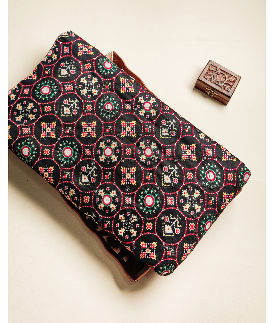 COTTON PRINTED MIRROR WORK FABRIC