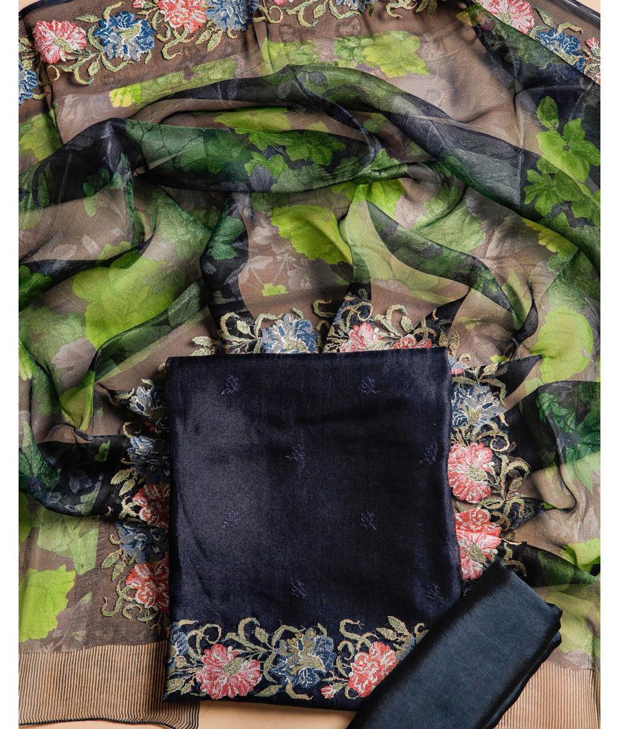 PURE ORGANZA SILK EMBROIDERED SUIT SET