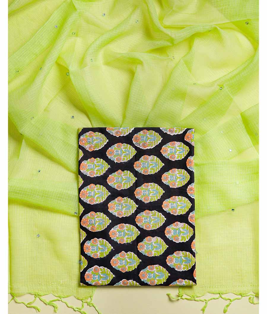 COTTON HANDBLOCK WITH KOTA DUPATTA  SUIT SET