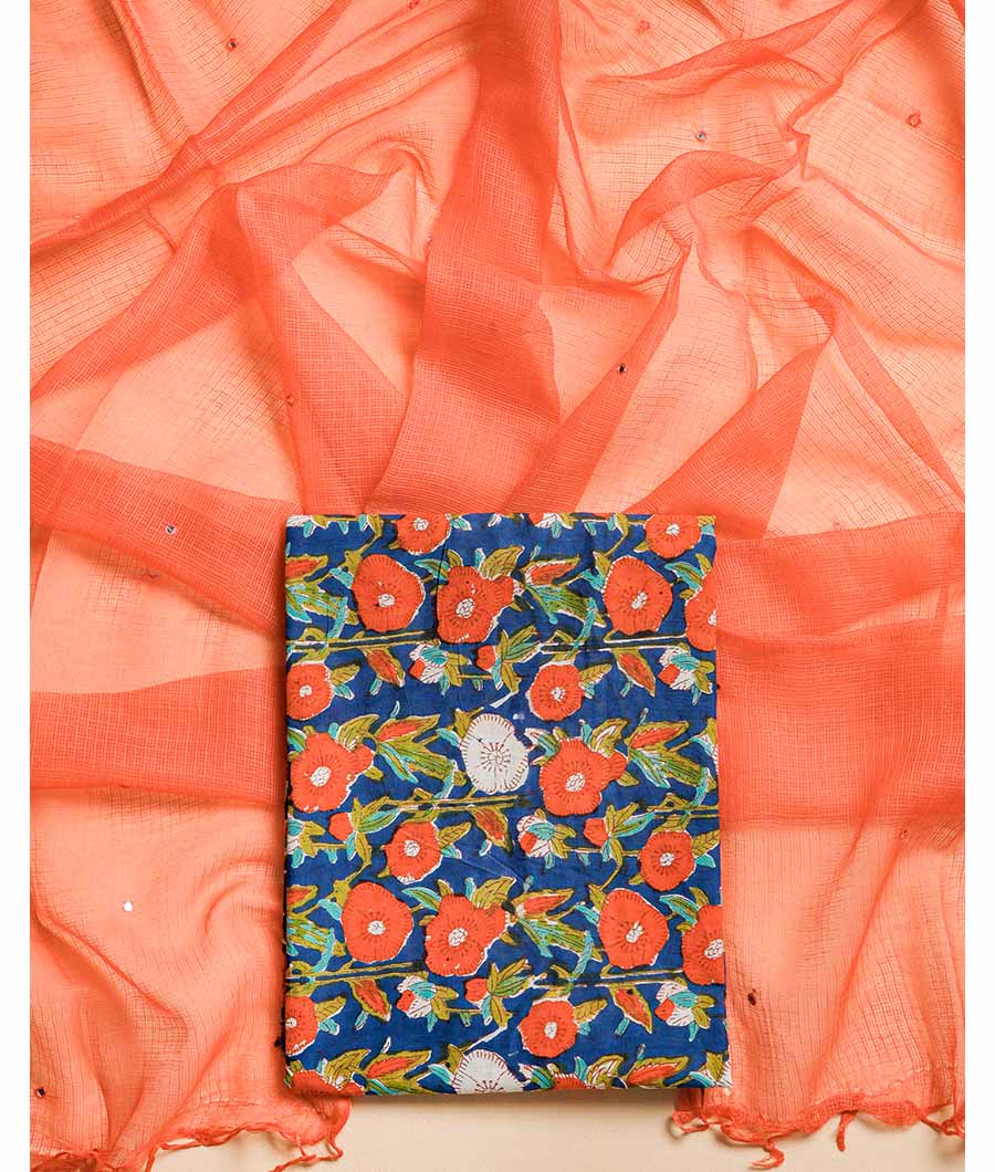 COTTON HANDBLOCK WITH KOTA DUPATTA  SUIT SET