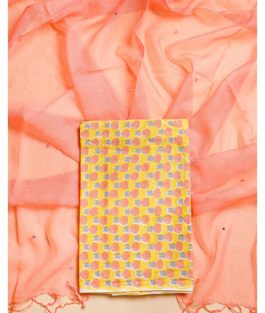 COTTON HANDBLOCK WITH KOTA DUPATTA  SUIT SET