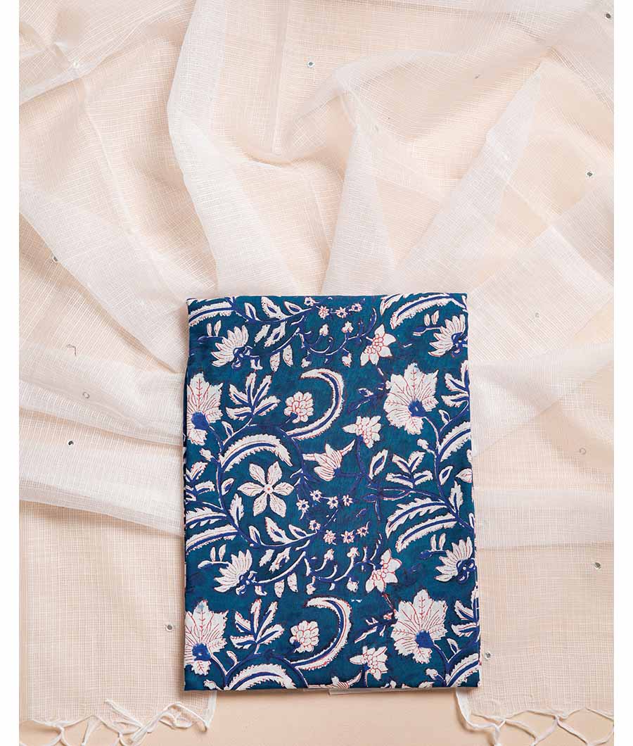 COTTON HANDBLOCK WITH KOTA DUPATTA  SUIT SET
