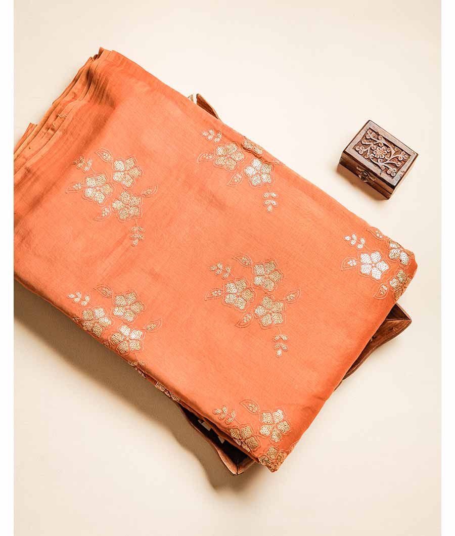 MUL CHANDERI EMBROIDERY FABRIC