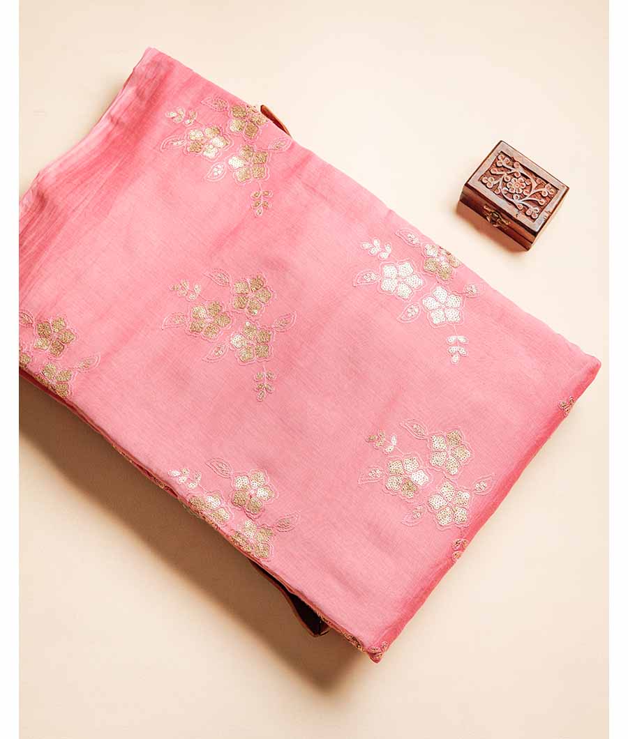 MUL CHANDERI EMBROIDERY FABRIC