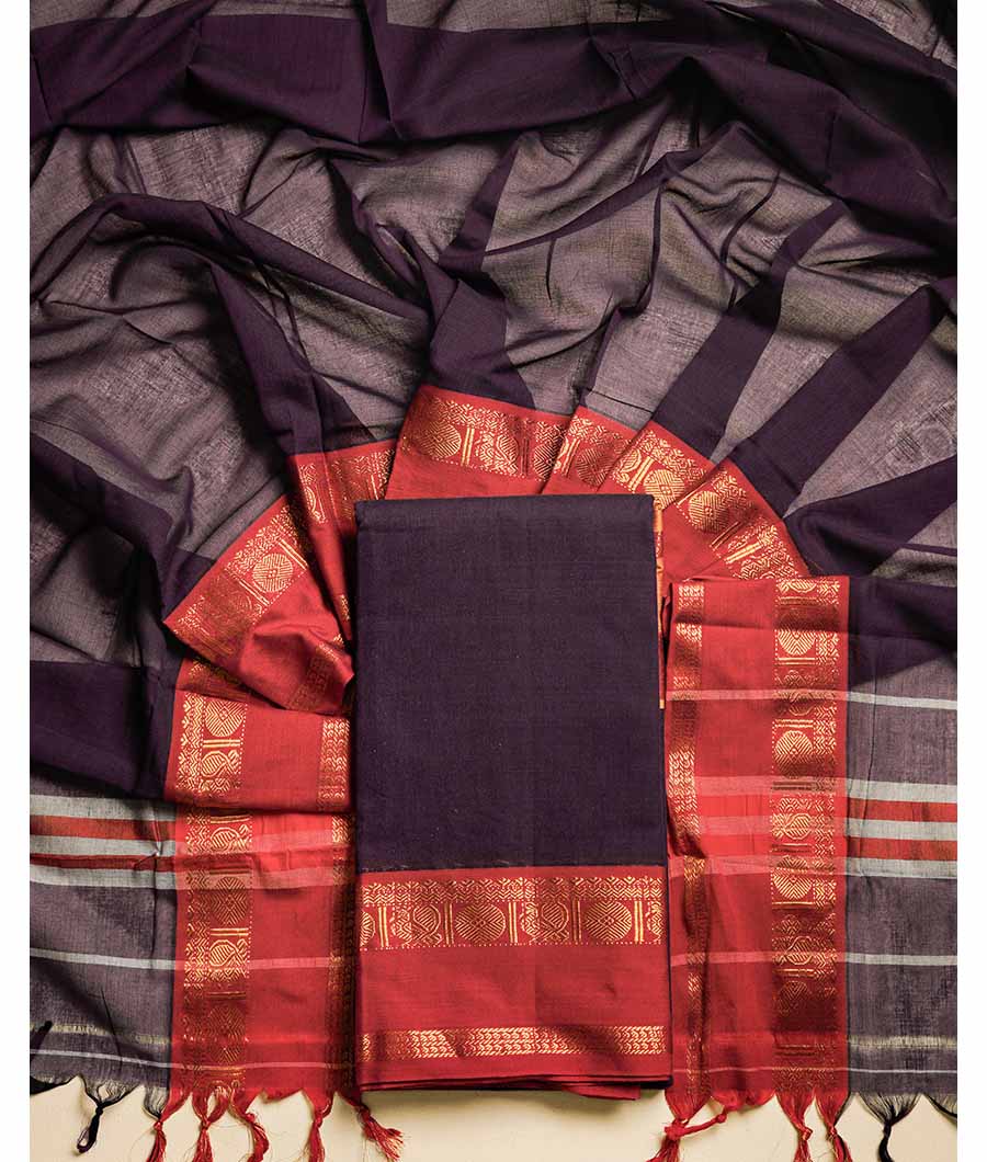 PURE HANDLOOM MERCIDICED NARAYANPET SUIT SET