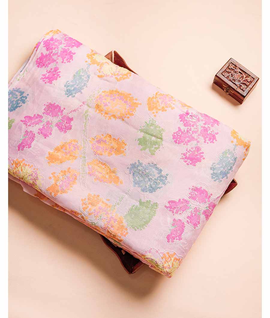 MUL CHANDERI DIGITAL PRINT EWMBROIDERY FABRIC