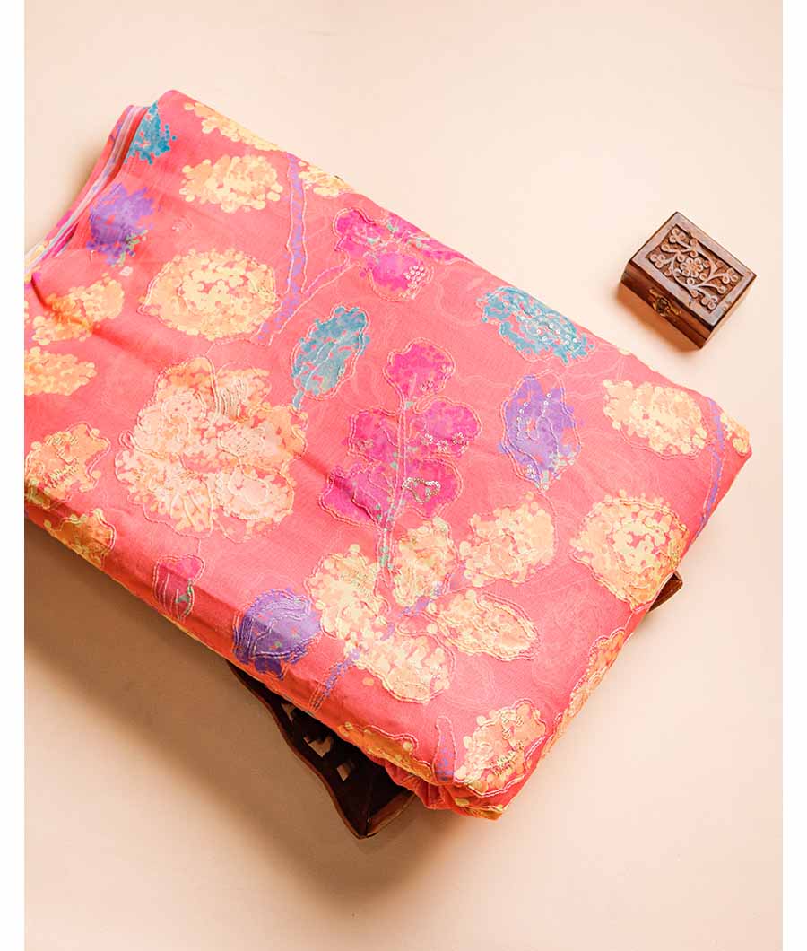 MUL CHANDERI DIGITAL PRINT EWMBROIDERY FABRIC