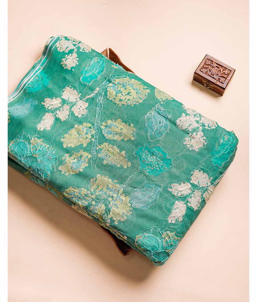 MUL CHANDERI DIGITAL PRINT EWMBROIDERY FABRIC