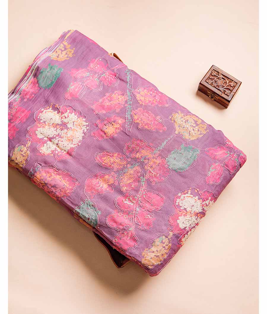 MUL CHANDERI DIGITAL PRINT EWMBROIDERY FABRIC