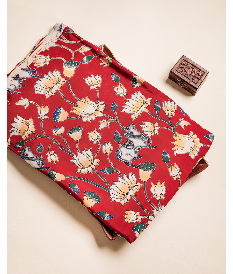 ASSAM SILK KALAMKARI PRINTED FABRIC