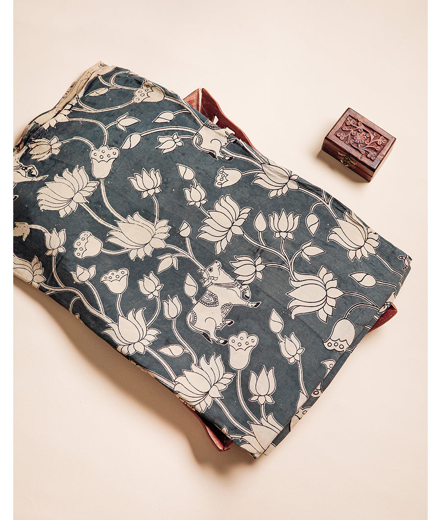 ASSAM SILK KALAMKARI PRINTED FABRIC