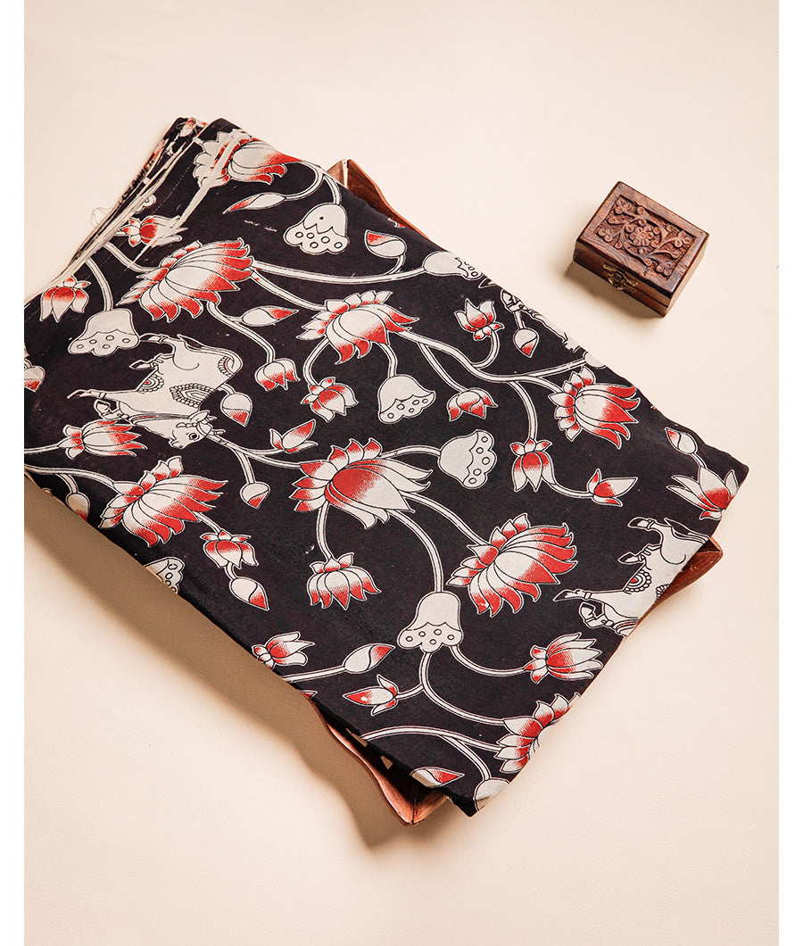ASSAM SILK KALAMKARI PRINTED FABRIC