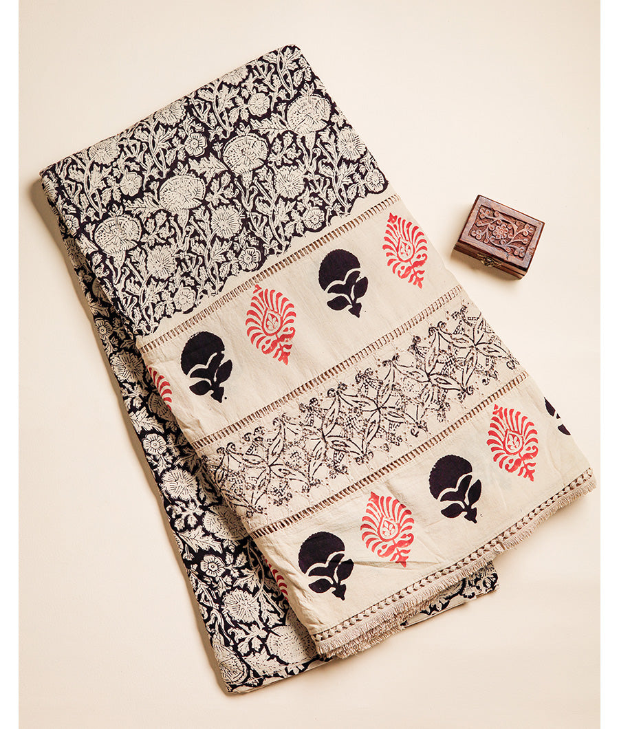 PURE HANDBLOCK SCHIFFILI BORDER FABRIC