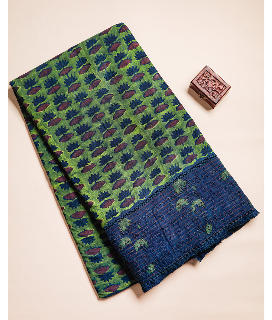 PURE HANDBLOCK SCHIFFILI BORDER FABRIC