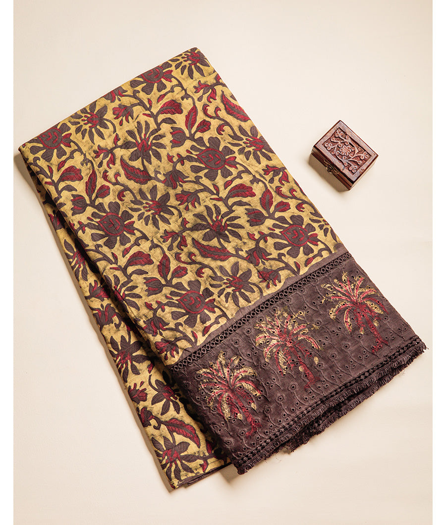 PURE HANDBLOCK SCHIFFILI BORDER FABRIC