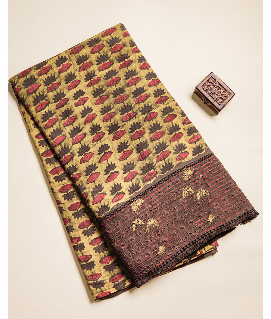 PURE HANDBLOCK SCHIFFILI BORDER FABRIC