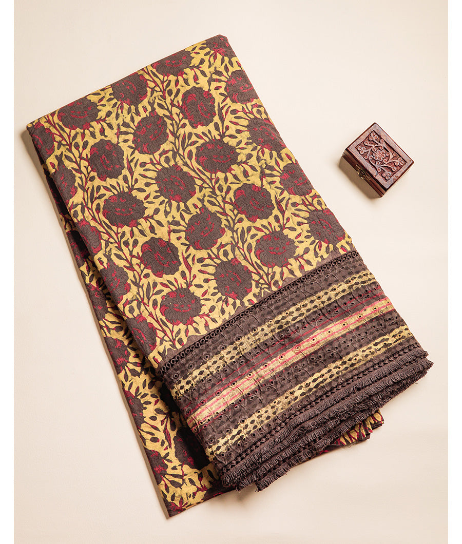 PURE HANDBLOCK SCHIFFILI BORDER FABRIC