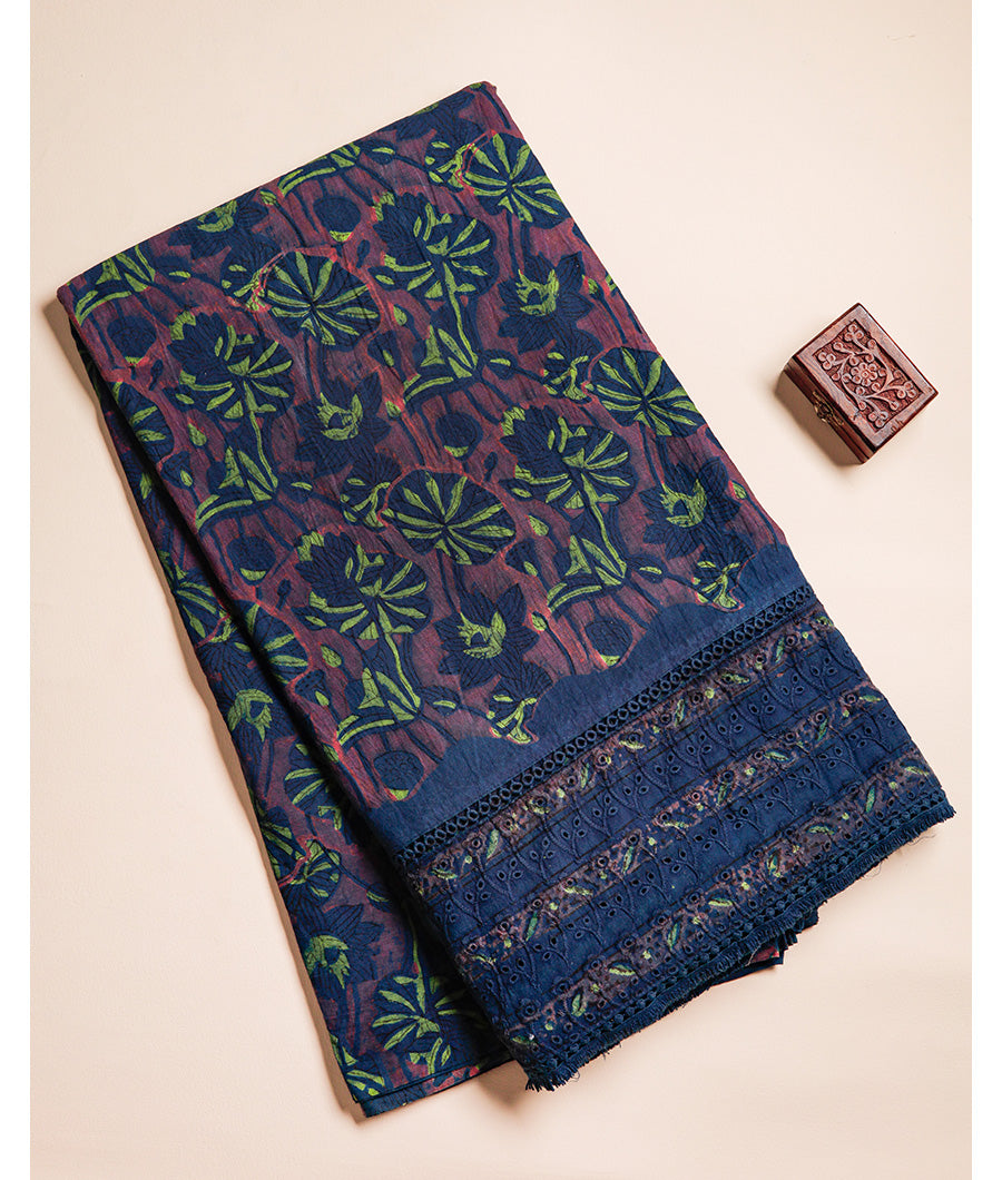 PURE HANDBLOCK SCHIFFILI BORDER FABRIC
