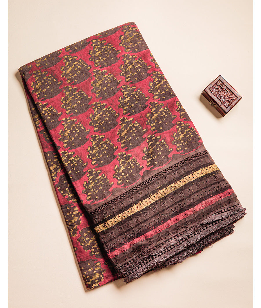 PURE HANDBLOCK SCHIFFILI BORDER FABRIC