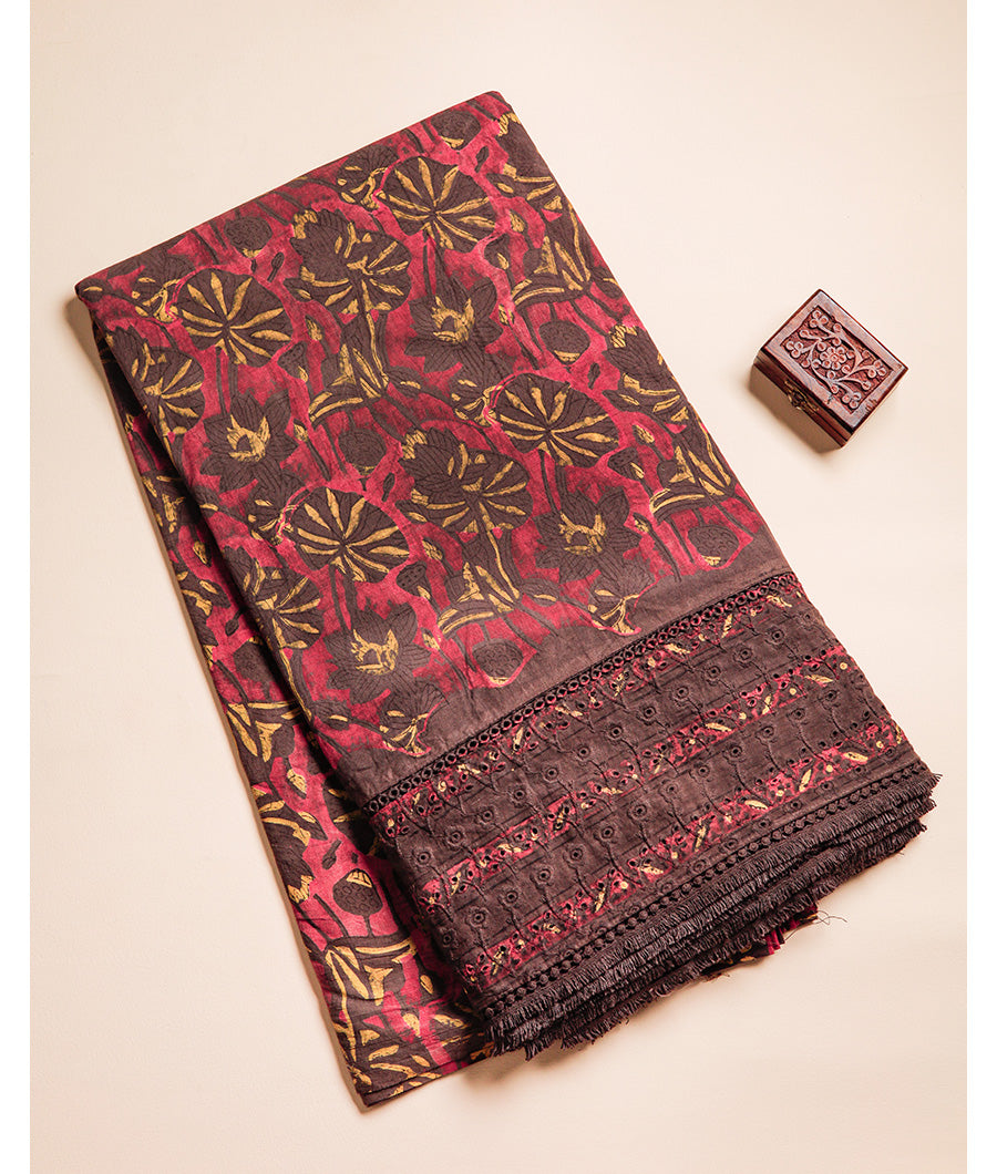 PURE HANDBLOCK SCHIFFILI BORDER FABRIC