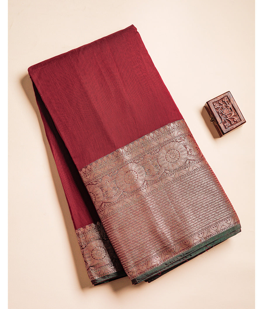 SEMI CHANDERI BIG BORDER FABRIC