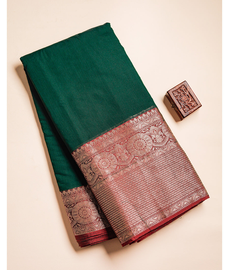 SEMI CHANDERI BIG BORDER FABRIC
