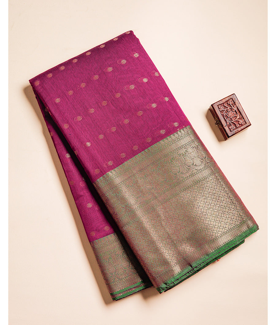 SEMI CHANDERI BIG BORDER FABRIC