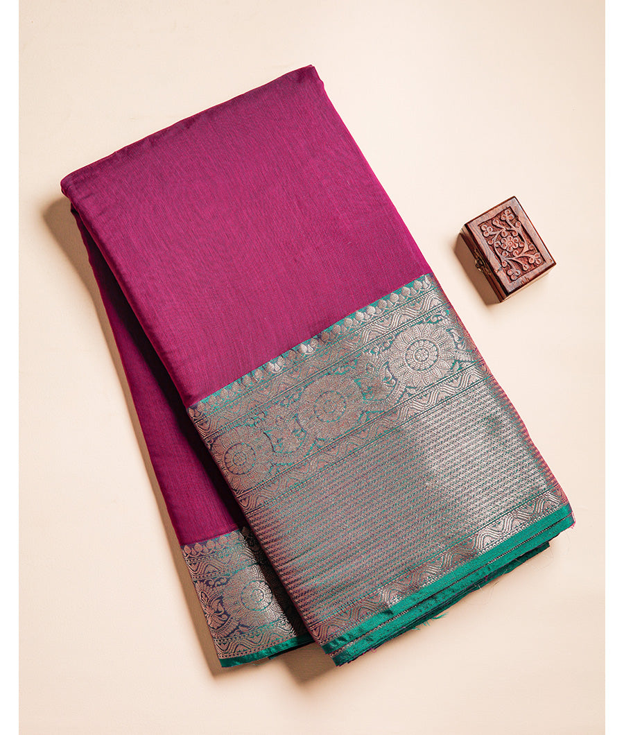 SEMI CHANDERI BIG BORDER FABRIC