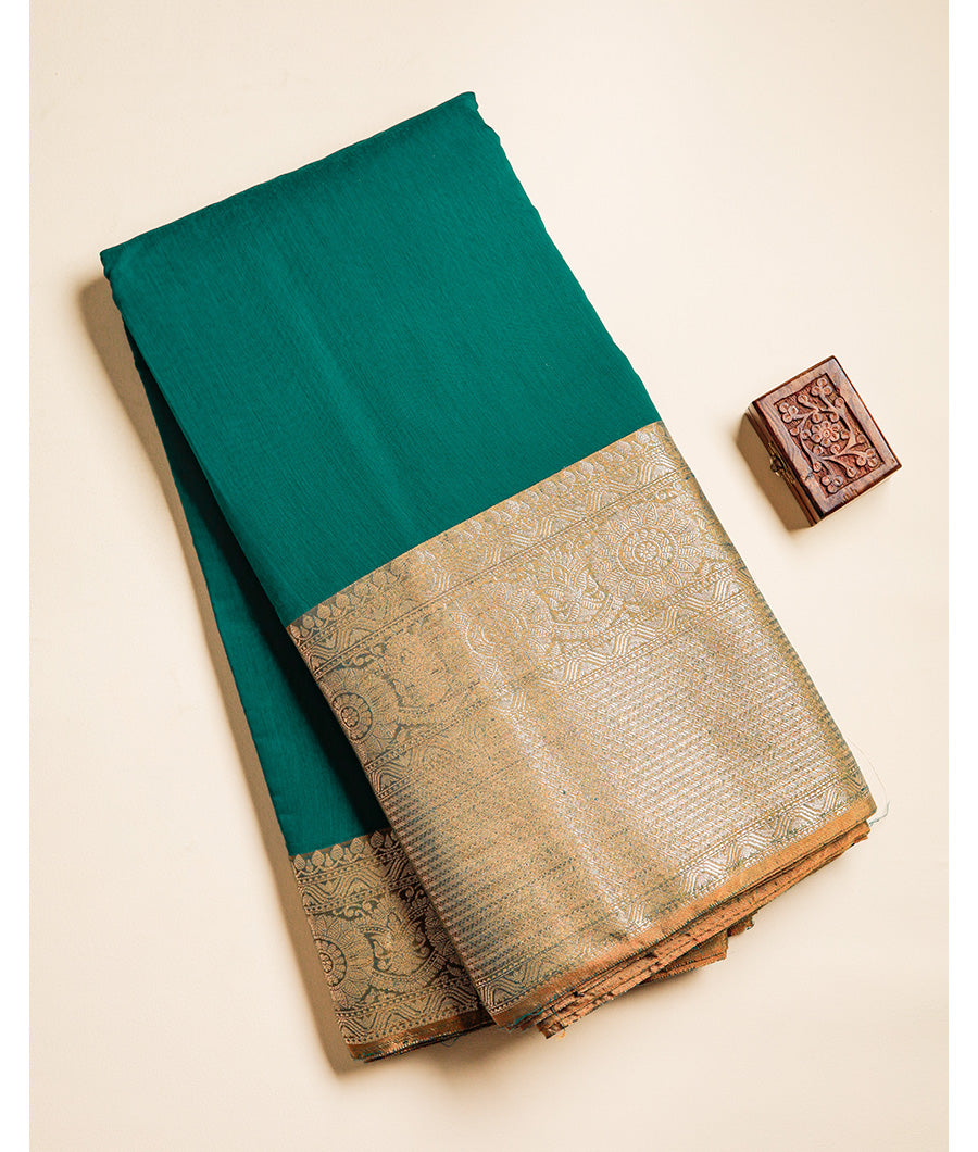 SEMI CHANDERI BIG BORDER FABRIC
