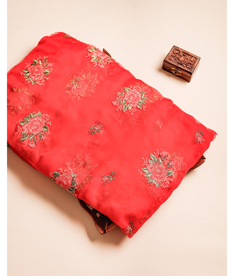 PURE 35 GRAMS ORGANZA EMBROIDERED FABRIC