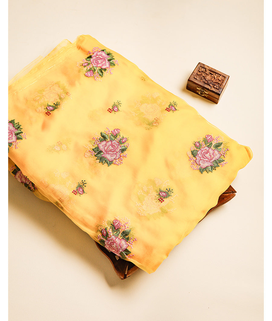 PURE 35 GRAMS ORGANZA EMBROIDERED FABRIC