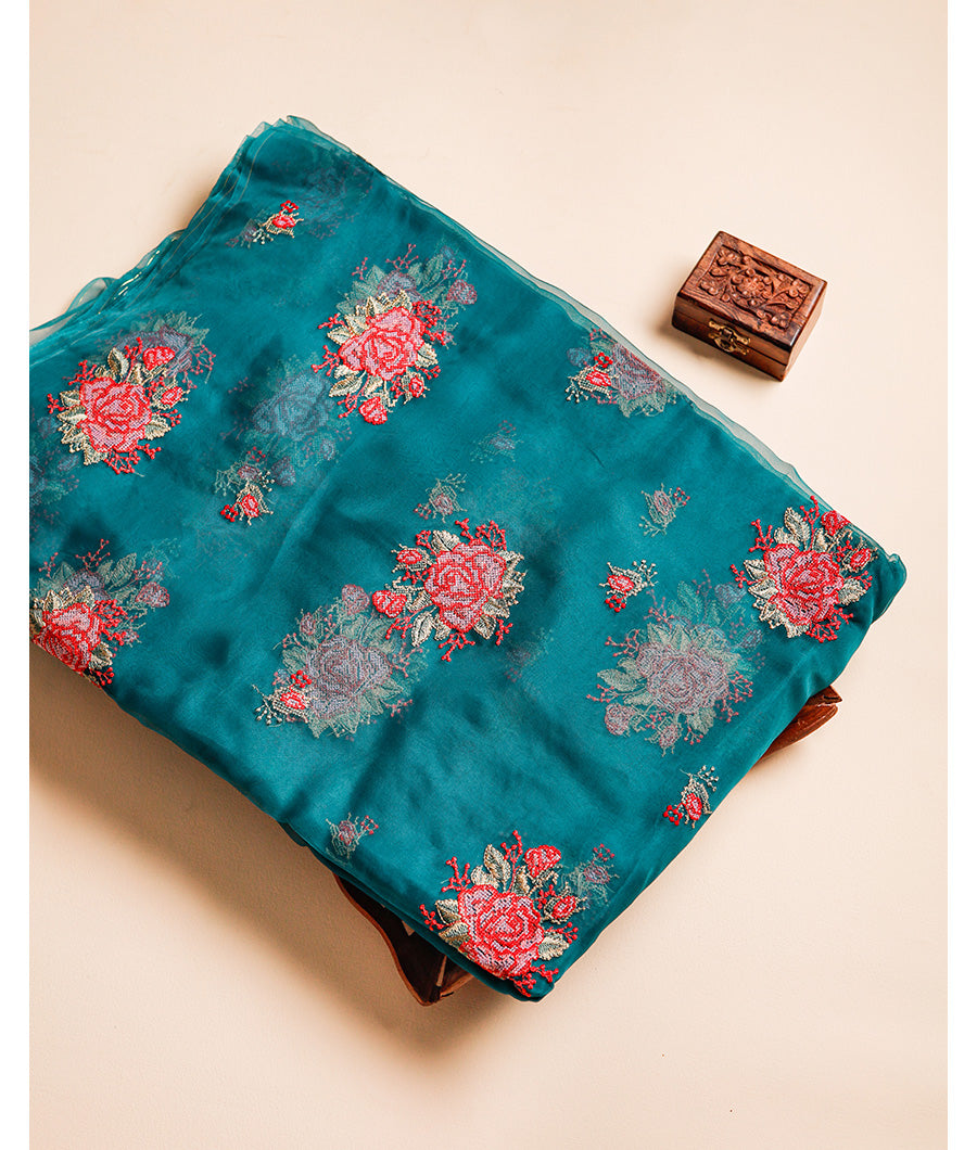 PURE 35 GRAMS ORGANZA EMBROIDERED FABRIC