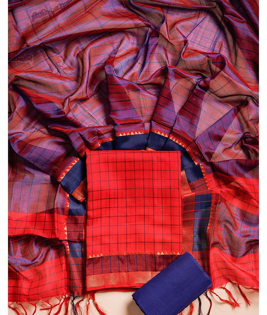PURE CHANDERI HANDLOOM MANGALGIRI SUIT SET