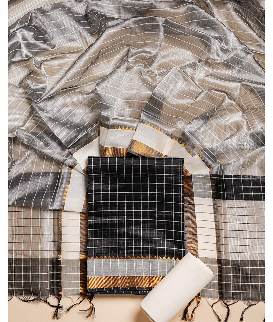 PURE CHANDERI HANDLOOM MANGALGIRI SUIT SET