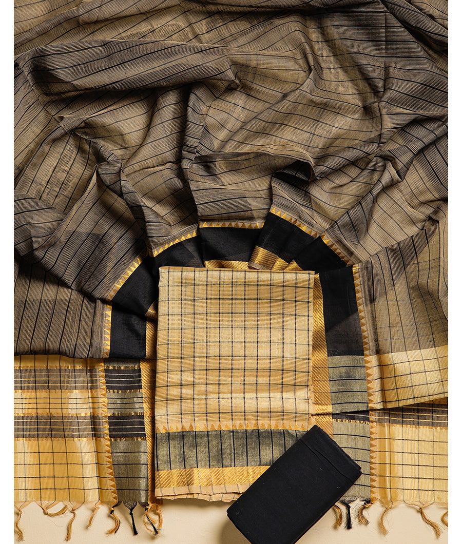 PURE CHANDERI HANDLOOM MANGALGIRI SUIT SET